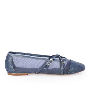 SAPATILHA DE COURO DENIM TELA