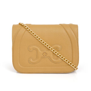 BOLSA DE COURO PECAN AL&Ccedil;A CORRENTE DOURADA