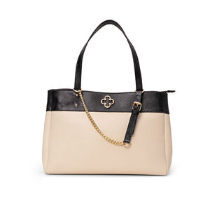 BOLSA BEGE VANILLA DE COURO SHOPPER