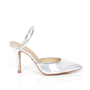 MULE SALTO ALTO PRATA SPECCHIO DE COURO