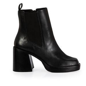 BOTA PRETA COURO SALTO BLOCO EL&Aacute;STICO