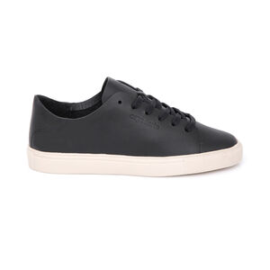 TÊNIS FEMININO PRETO DE COURO AMARRAÇÃO