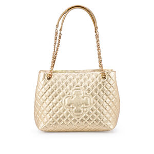 BOLSA DOURADA DE COURO MATELASS&Ecirc; HOBO CARINA
