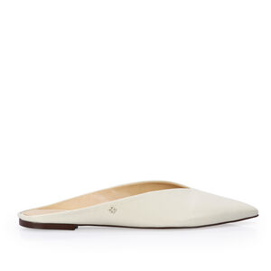 MULE BICO FINO BRANCA DUNA DE COURO