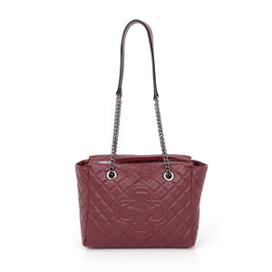 BOLSA MÉDIA DE COURO MATELASSÊ BORDÔ