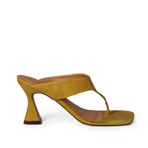 MULE DE COURO SALTO ALTO AMARELO