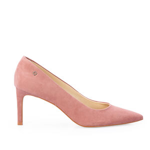 SCARPIN SALTO MÉDIO ROSA MALVA COURO NOBUCK