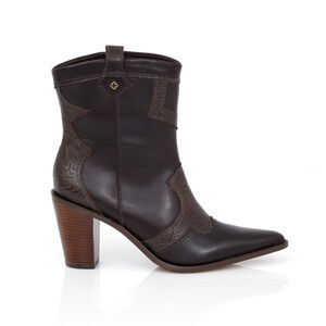 BOTA WESTERN MARROM DE COURO FLORATTA