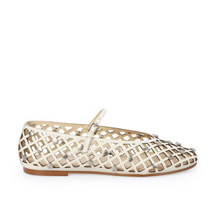 SAPATILHA BRANCA COURO VAZADO TIRA FIVELA