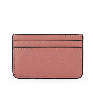 PORTA CARTÃO ROSA MALVA DE COURO MONOGRAMA