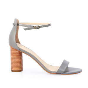 SAND&Aacute;LIA SALTO M&Eacute;DIO CINZA CARBONO DE COURO