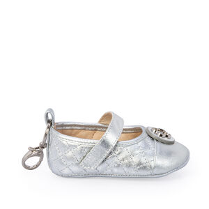 SAPATILHA BEB&Ecirc; RN DE COURO PRATA CATHERINE
