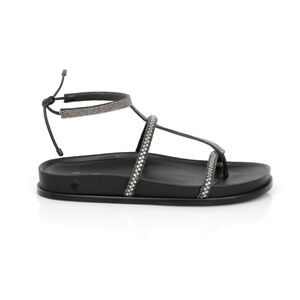 SANDÁLIA PAPETE PRETA PEDRARIAS AMARRAÇÃO