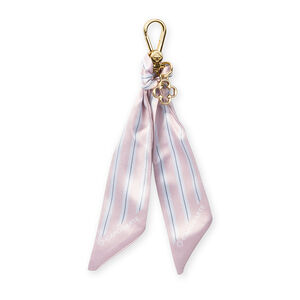 CHAVEIRO BOLSA LENÇO LISTRADO ROSA PEÔNIA BAG CHARM