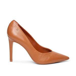 SCARPIN SALTO ALTO CARAMELO CAMEL DE COURO