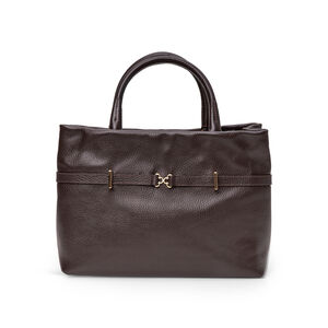 BOLSA MÉDIA MARROM DE COURO TOTE