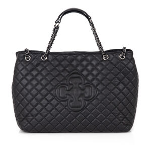 BOLSA GRANDE PRETA DE COURO MATELASSÊ CARINA