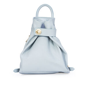 MOCHILA FEMININA AZUL TURMALINA DE COURO VIRA BUCKET