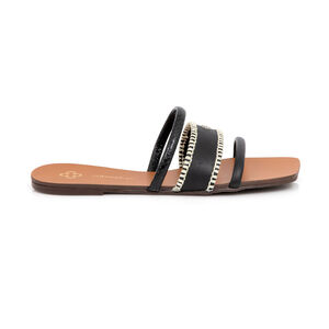 CHINELO PRETO DE TIRAS BICO QUADRADO
