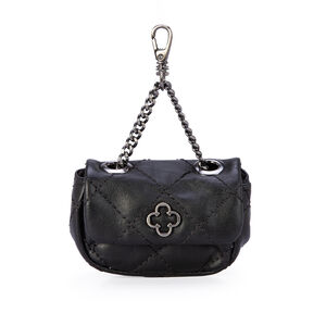 CHAVEIRO MINI BOLSA PRETA COURO MATELASS&Ecirc; BAG CHARM