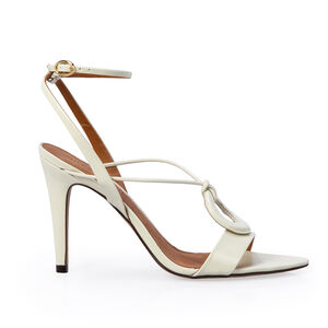 SANDÁLIA SALTO ALTO BRANCA DUNA DE COURO