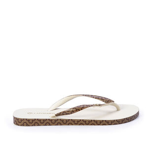 CHINELO DE DEDO BEGE VANILLA TIRAS MONOGRAMA