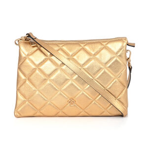 BOLSA PEQUENA TIRACOLO DOURADA COURO MATELASS&Ecirc;