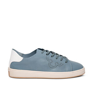 TÊNIS FEMININO AZUL DE COURO AMARRAÇÃO