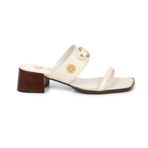 MULE BEGE DE COURO BICO QUADRADO