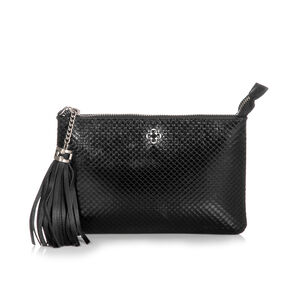 BOLSA TRANSVERSAL COURO PRETA PITONE VIRA CLUTCH