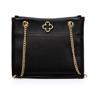 BOLSA M&Eacute;DIA COURO NOBUCK PRETA SHOULDER BAG