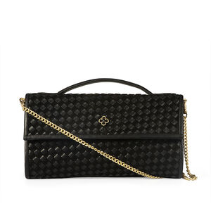 BOLSA CLUTCH PRETA DE COURO TRESSÊ