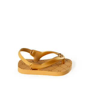 CHINELO BEBÊ DOURADO MONOGRAMA COM ELÁSTICO