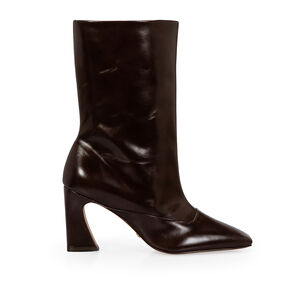 BOTA CANO M&Eacute;DIO MARROM COURO SALTO BLOCO