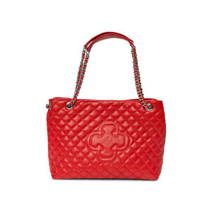 BOLSA MÉDIA VERMELHA RUBI  DE COURO MATELASSÊ CARINA