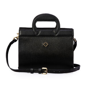 BOLSA PEQUENA TIRACOLO PRETA DE COURO TOTE