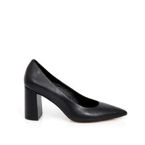 SCARPIN SALTO BLOCO PRETO DE COURO