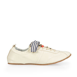 T&Ecirc;NIS BALLERINA BRANCO DE COURO 5 PINS + 1 ATACADOR MARINHO