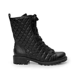 BOTA COTURNO PRETA DE COURO MATELASSÊ