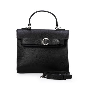 BOLSA PEQUENA PRETA DE COURO TOTE