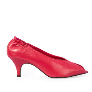 PEEP TOE ROSA MAGN&Oacute;LIA DE COURO SALTO M&Eacute;DIO