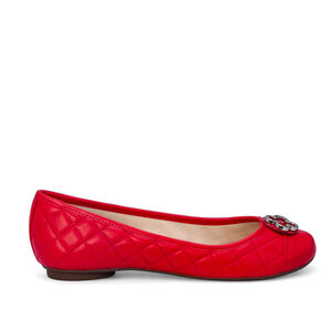 SAPATILHA CATHERINE DE COURO VERMELHO RUBI MATELASS&Ecirc;