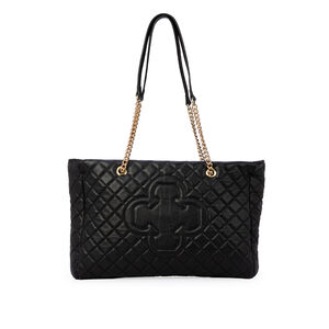 BOLSA PRETA DE COURO MATELASS&Ecirc; AL&Ccedil;A CORRENTE HOBO CARINA