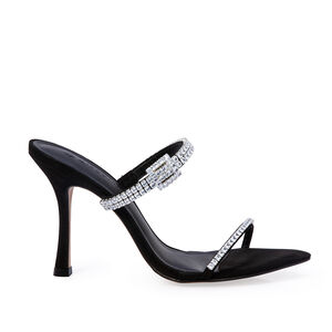 MULE SALTO ALTO PRETA COURO NOBUCK PEDRARIAS