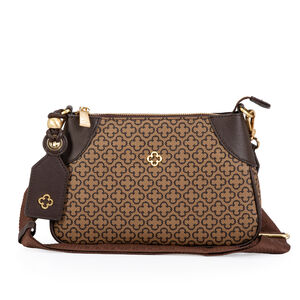 BOLSA MARROM CAF&Eacute; MONOGRAMA AL&Ccedil;A GORGUR&Atilde;O SHOULDER BAG