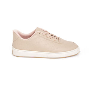 TÊNIS FEMININO DE COURO NUDE SEDA MONOGRAMA