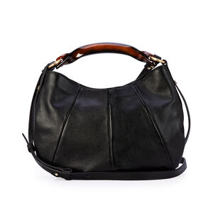 BOLSA M&Eacute;DIA TIRACOLO PRETA COURO TOTE