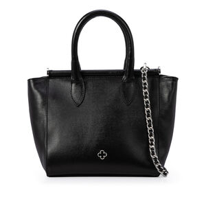 BOLSA TOTE PRETA DE COURO COM ALÇA CORRENTE