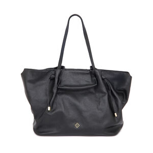 BOLSA MÉDIA COURO PRETA SHOPPER