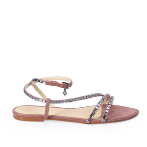 SANDÁLIA RASTEIRA COURO NOBUCK ROSA MALVA